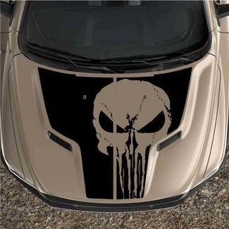 Punisher Rebel Dodge Ram 1500 Sport 2-teiliger Motorhauben-LKW-Grafik-Aufkleber, Vinyl, schwarz
