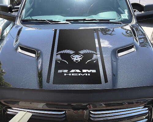 Rebel Hood Stripes Vinyl-Aufkleber für Dodge Ram 1500-3500