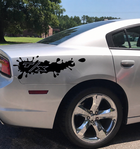 T/X Grunge Splash Paar Heckkotflügel Vinylaufkleber Sticker für Dodge Charger