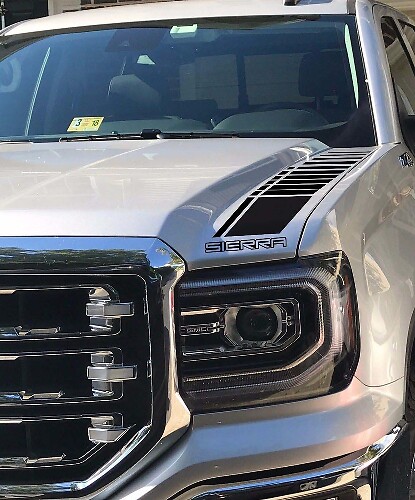 Karierter Haubenstreifen Vinyl Aufkleber Set Für GMC Sierra