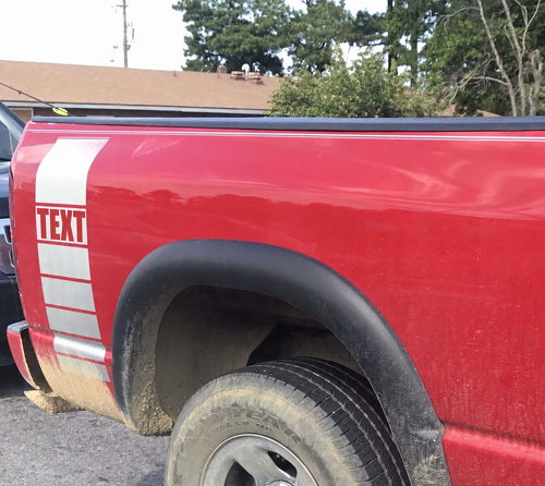 TEXT Segmentierter Rennstreifen Paar Türseitiger Vinyl-Aufkleber für Dodge Ram 1500