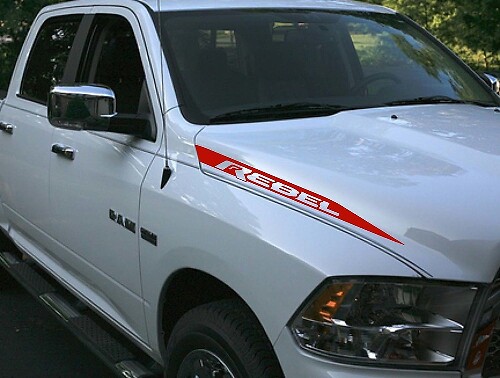 Rebel Hood Streifen Vinyl Aufkleber Set für Dodge Ram