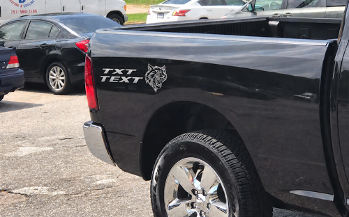 TXT TEXT Cat Head Pair Hellcat Style Ladeflächenseite Vinylaufkleber für Dodge Ram 1500