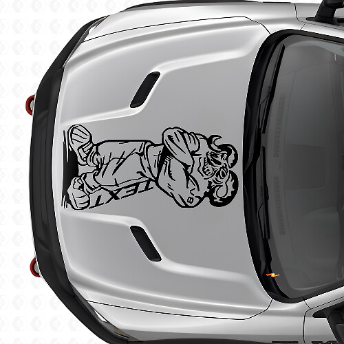 Gangster Rebel V8 mit benutzerdefiniertem Text Haubenaufkleber für Dodge Ram Truck