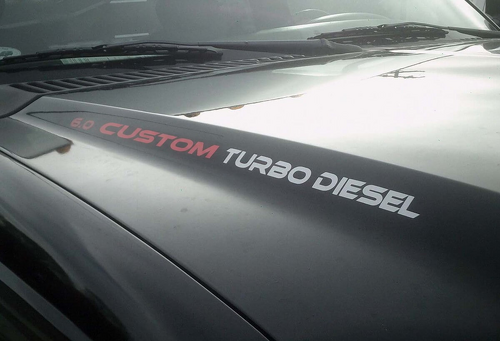 CUSTOM Turbo Diesel Motorhauben Vinylaufkleber Paar für Ford PowerStroke Motor LKWs