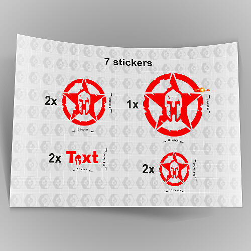 7x Jeep Spartan STAR Aufkleber Aufkleber Motorhaube Tür Kotflügel TJ JK CJ YJ JL Rubicon