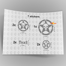 7x Jeep Punisher STAR Aufkleber Aufkleber Motorhaube Tür Kotflügel TJ JK CJ YJ JL Rubicon 2