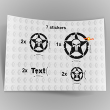 7x Jeep Punisher STAR Aufkleber Aufkleber Motorhaube Tür Kotflügel TJ JK CJ YJ JL Rubicon 3