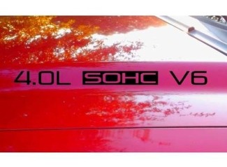 Motorhaubenaufkleber x2 4.0L SOHC V6 Textaufkleber Emblem Logo 4.0 V4