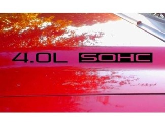 Motorhaubenaufkleber x2 4.0L SOHC V6 Textaufkleber Emblem Logo 4.0 V1