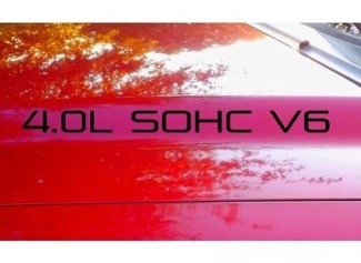 Motorhaubenaufkleber x2 4.0L SOHC V6 Textaufkleber Emblem Logo 4.0 V2