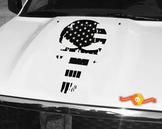 Amerikanische Flagge Punisher Skull Vinyl Hood Aufkleber Trucks Jeep Wrangler Dodge Ford GM