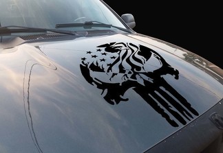 Punisher Eagle Totenkopf-Vinyl-Motorhauben-Aufkleber, passend für alle Ford Ram Chevy Nissan Toyota Jeep