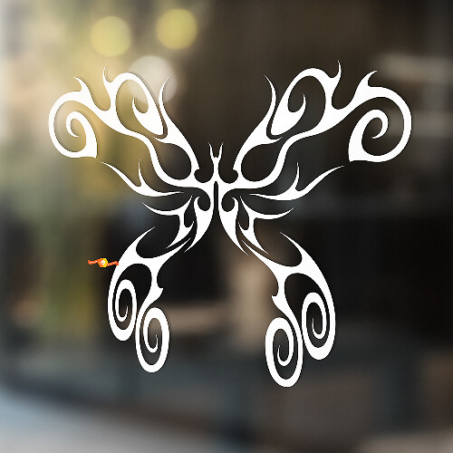 Schmetterling Dünne Linien Tribal-Stil Universeller Vinyl-Aufkleber