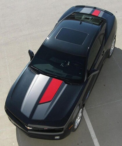 45th Anniversary Style Asymmetric Rally Stripe Kit — Vinylaufkleber (Motorhaube, Kofferraum, Heckspoiler) für Chevrolet Camaro RS 2011-2013