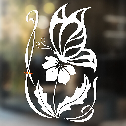 Schmetterling und Blume Universeller Vinyl-Aufkleber