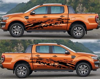 2 x Ford Ranger Wildtrack große seitliche Vinyl-Aufkleber Grafikaufkleber 2015-2019