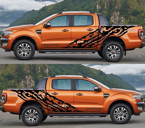 2x Ford Ranger Wildtrak Große Seite Vinyl -Abziehbilder Grafikaufkleber
