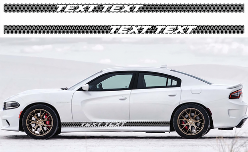 Scat Pack Style TEXT TEXT Honeycomb Stripe Set — Vinylaufkleber (Seite, Schweller) für Dodge Charger 2011-2018