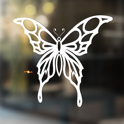 Schmetterling mit Musterflügeln Universeller Vinyl-Aufkleber