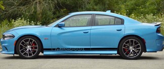 2X Dodge Charger MOPAR Rocker Panel Decals Stripe Vinyl Graphics Kit 2011–2018
