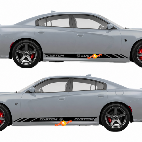 Hellcat Style CUSTOM Rocker Stripe Pair — Vinylaufkleber (Schweller) für Dodge Charger 2011-2017