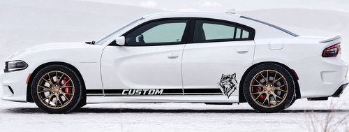 CUSTOM Cat Dual Stripes — Vinyl-Aufkleber (Schweller) für Dodge Charger Hellcat 2011-2018