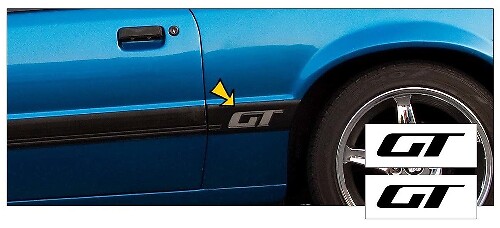 GT-Logo Kotflügelaufkleber-Set für Musclecar Musclecarmodel GT 1985-1986