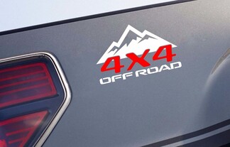(2) 4x4 OFF ROAD Mountain Bed Panel Aufkleber Aufkleber Emblem Renntruck WR v2
