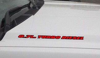 6.7L TURBO DIESEL Motorhaube Vinyl Aufkleber passend für: Ford Powerstroke (Outline)