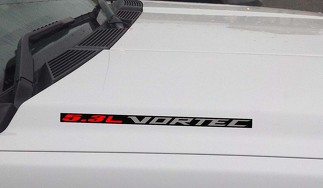 5.3L Vortec Motorhaube Vinyl-Aufkleber: Chevrolet Silverado GMC Sierra (Block) Schwarzer Hintergrund