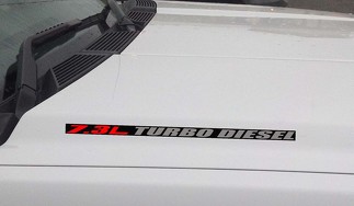 7.3L TURBO DIESEL Motorhaube Vinyl Aufkleber Aufkleber: Ford Powerstroke F250 F350 (Block) Schwarzer Hintergrund