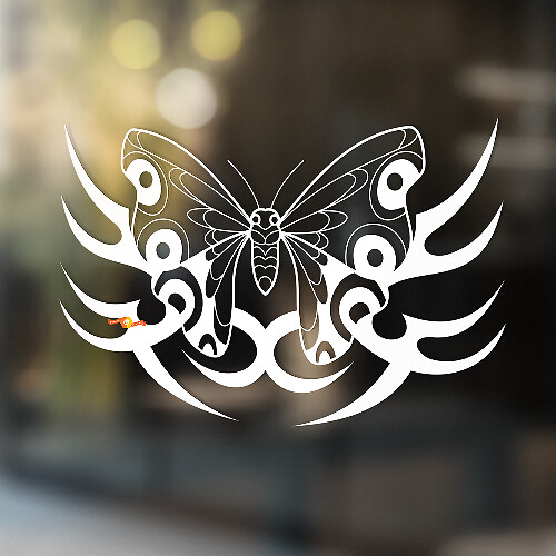 Schmetterling mit scharfen Flügeln Tribal-Stil Universeller Vinylaufkleber