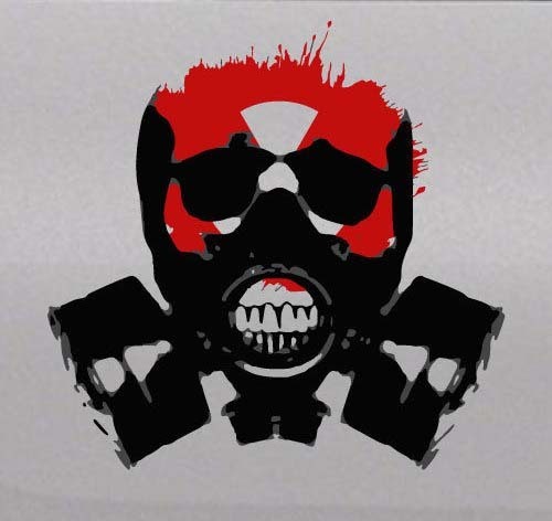 Biohazard Zombie Schädel Gasmasken Vinyl Aufkleber