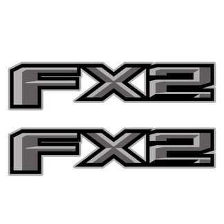 2er-Set: 2018 Ford F-150 FX2 Offroad-Vinyl-Aufkleber Pickup-Truck-Seitenbett – Silber