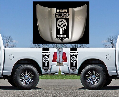 Gebrandete Streifen Motorhaube Seitenwand Vinyl-Aufkleber für RAM 1500