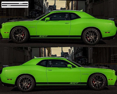 SRT Logo Doppelstreifen Seiten-Vinylaufkleber für Dodge Challenger 2009-2018