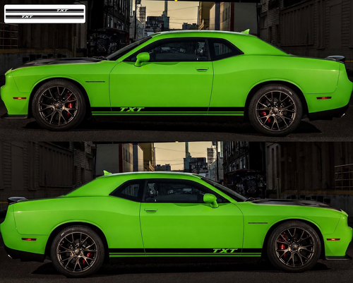 TXT Twin Rocker Streifen Paar Schweller Vinyl Aufkleber Sticker für Dodge Challenger 2009-2018