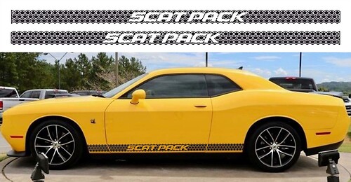 2X Dodge Challenger Scat Pack Rocker Panel Decals Stripe Vinyl Graphics Scatpack