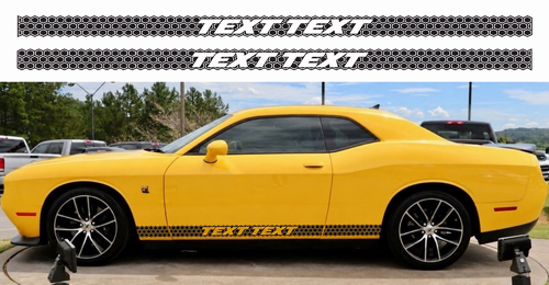 Scat Pack Style TEXT TEXT Honeycomb Stripe Set — Vinylaufkleber (Seite, Schweller) für Dodge Challenger 2011-2018