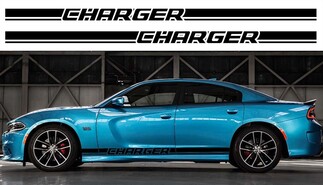 2X Dodge Charger Rocker Panel Decals Stripe Vinyl Graphics Kit 2011–2018