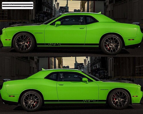 2 x Dodge Challenger Hemi Seiten-Vinyl-Aufkleber Grafikaufkleber 2009–2018