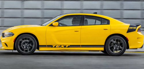 Hemi TEXT Dual Stripes — Vinyl-Aufkleber (Schweller) für Dodge Charger 2011-2018