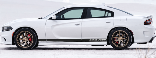 CUSTOM Cursive Twin Rocker Stripe Pair Seitenschweller Vinylaufkleber für Dodge Charger