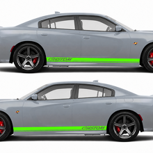 CUSTOM Cursive Twin Rocker Stripe Pair Seitenschweller Vinylaufkleber für Dodge Charger_2