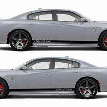CUSTOM Cursive Twin Rocker Stripe Pair Seitenschweller Vinylaufkleber für Dodge Charger_4