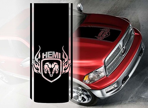 Hemi-Stil Umrissstreifen Motorhauben-Vinylaufkleber für RAM 1500 Rebel
