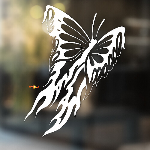 Flatternder Schmetterling mit Feuerflügeln Universeller Vinyl-Aufkleber