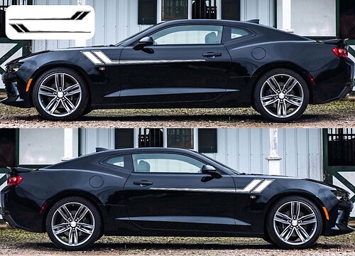 2x Chevy Camaro Hockey 2016–2018 seitliche Vinyl-Aufkleber, Grafiken, Rallye-Streifen
