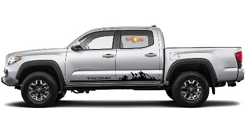 2X Toyota Tacoma 2016 Side Rocker Panel Vinyl Graphic Rally Sticker Kit